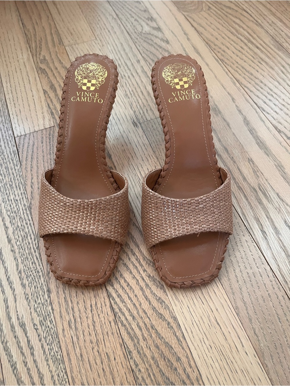 Vince Camuto Brown Woven Slide Mules
